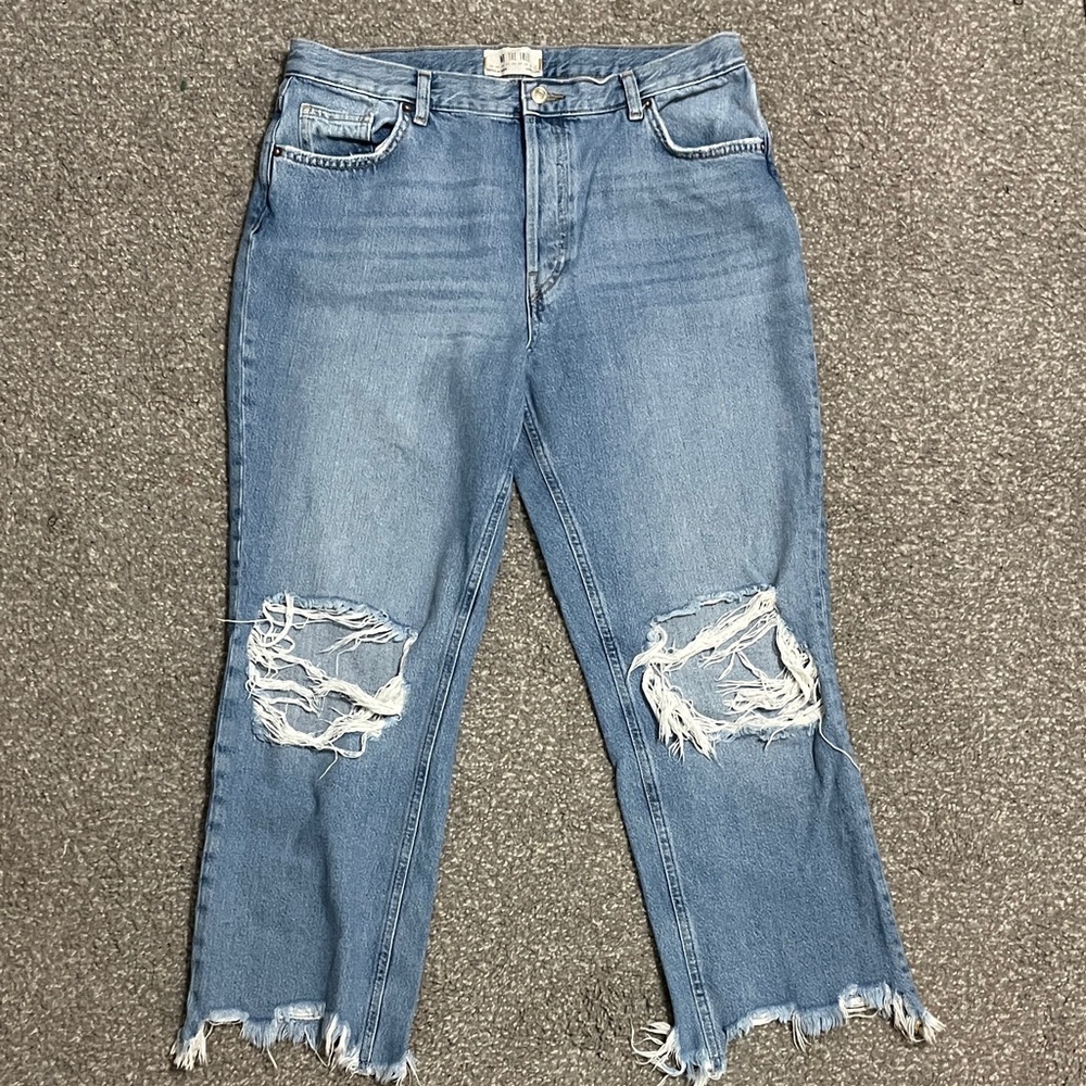 We The Free Light Blue Distressed Cropped Jeans